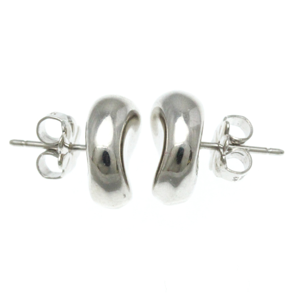 Tiffany Bean No Stone Silver 925 Stud Earrings Silver - Picture 5 of 11